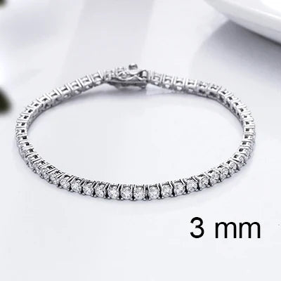 Pure Silver Of 16-20.5CM Tennis Bracelet Jewelry 2-4mm 5A CZ Eternal Gift For Wife Stunning Real 925 Jewellery