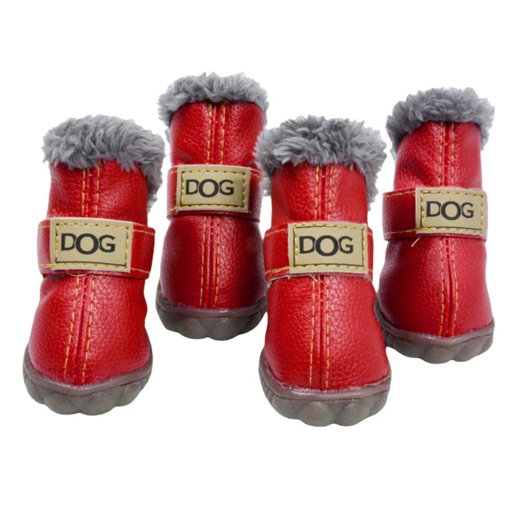 4Pcs/Set Winter Pet Dog Shoes Warm Snow Boots Waterproof Fur Small Dogs Non Slip Shoes For ChiHuaHua Pug Pet Product