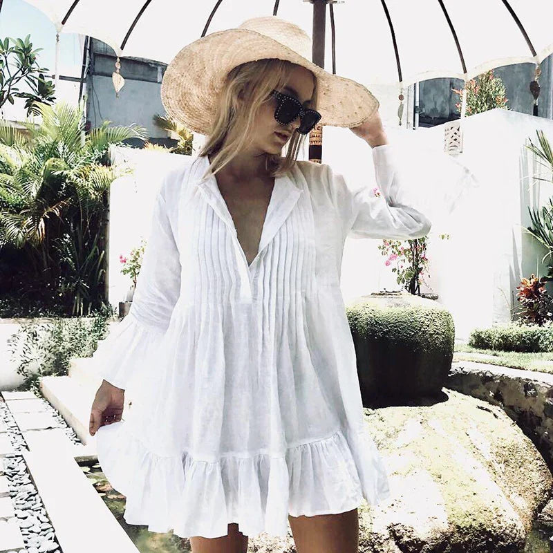 Bikini Cover Up Lace Hollow Crochet Swimsuit Beach Dress Women 2024 Summer Ladies Cover-Ups Bathing Suit Beach Wear Tunic