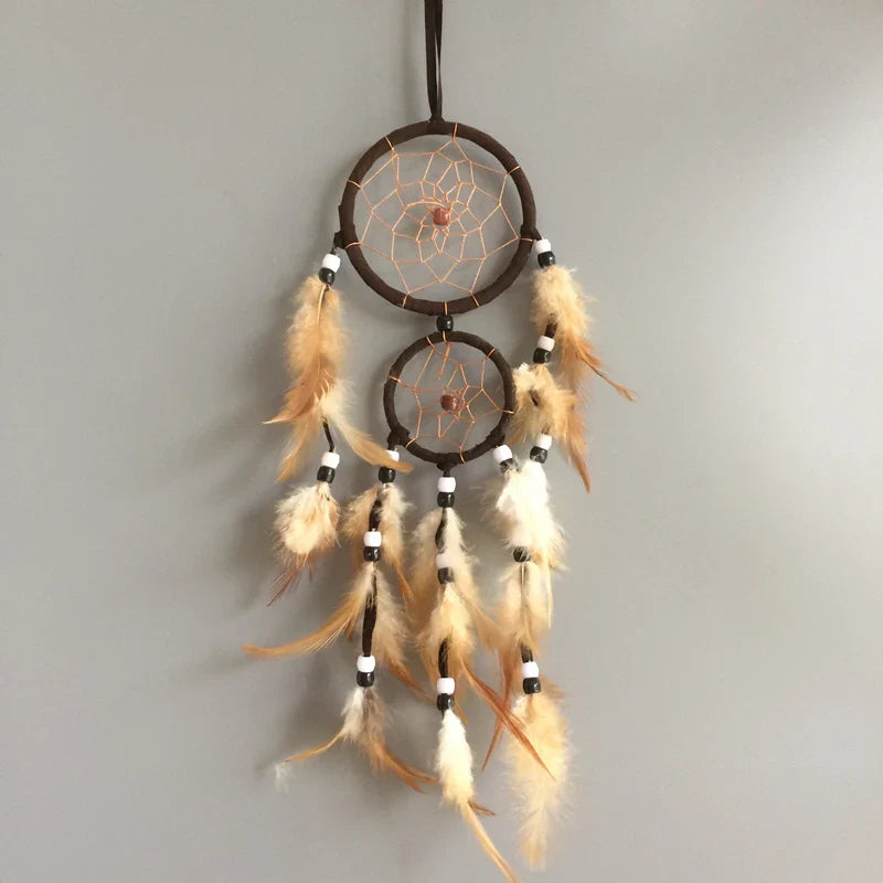 Two Rings Handmade feather dream catcher home hangings car decorations free shipping cheap dreamcatchers