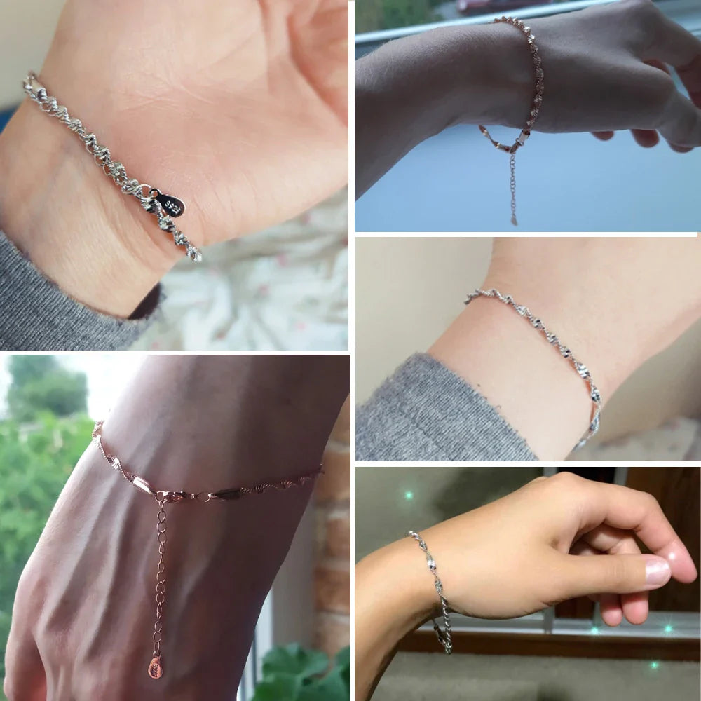 Women's jewelry Twist Bracelet For Women Friends Gifts Rose Gold Color Simple Bangle Hand Chains Kpop jewellery Wholesale KBH064