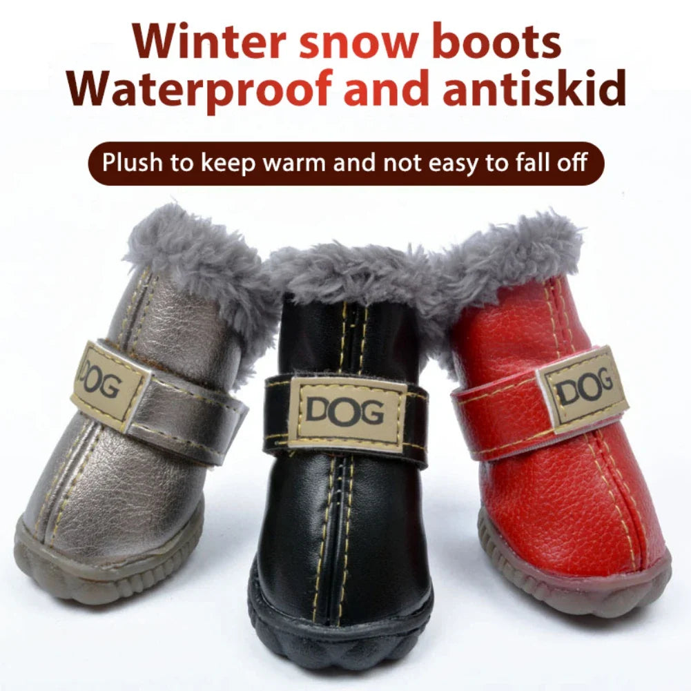 4Pcs/Set Winter Pet Dog Shoes Warm Snow Boots Waterproof Fur Small Dogs Non Slip Shoes For ChiHuaHua Pug Pet Product