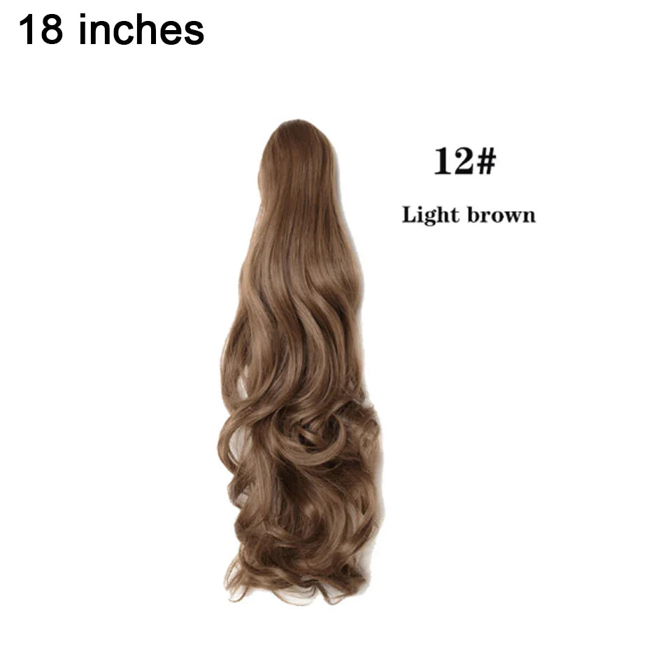 BENEHAIR Fake Ponytail Claw On Ponytail Long Wavy Clip In Hair Extension Hair Synthetic Hairpiece For Women Pony Tail Fake Hair