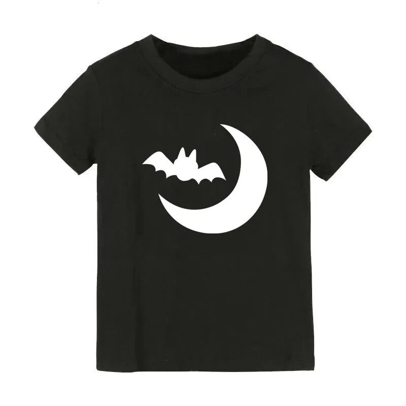 2021 Halloween Pumpkin Monster Print Children Girl Boy T-shirt Black Round Neck T Shirt Kids 2 to 10 Year Old Tees