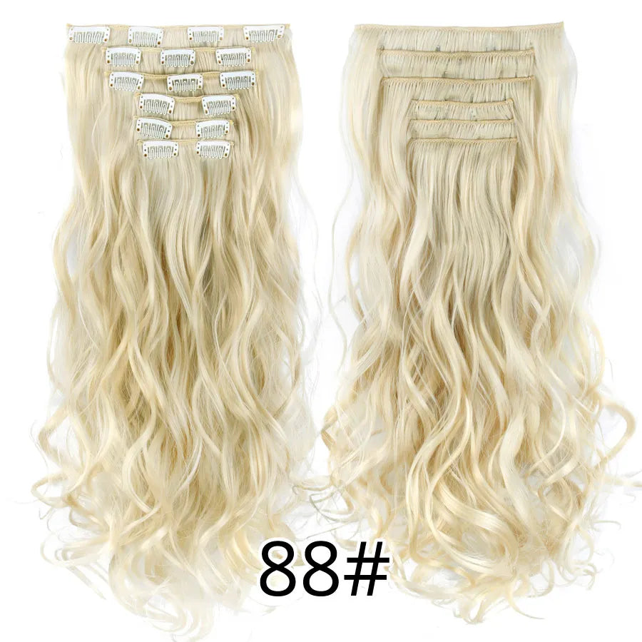 Leeons 16Clips Long Straight Synthetic Clip On Hair Extensions Cheveux Clip Naturel High Temperature Fiber Black Brown Hairpiece