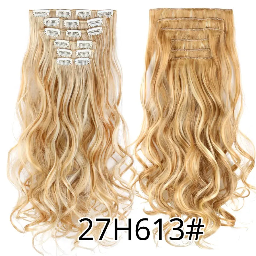Leeons 16Clips Long Straight Synthetic Clip On Hair Extensions Cheveux Clip Naturel High Temperature Fiber Black Brown Hairpiece