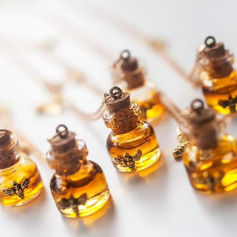Bee necklace Witch jewelry vial necklace jewelry unique personalized necklaces women potion bottle honey