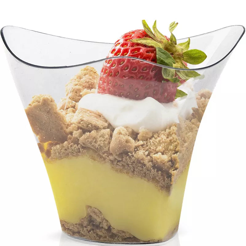 10 Pieces x Home Party Wedding Disposable Plastic Tableware Supplies, 75*62mm/100ml Mini Twisted Dessert Cup