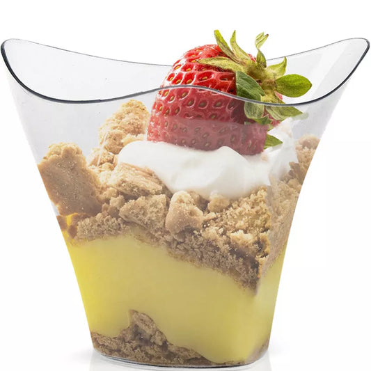 10 Pieces x Home Party Wedding Disposable Plastic Tableware Supplies, 75*62mm/100ml Mini Twisted Dessert Cup