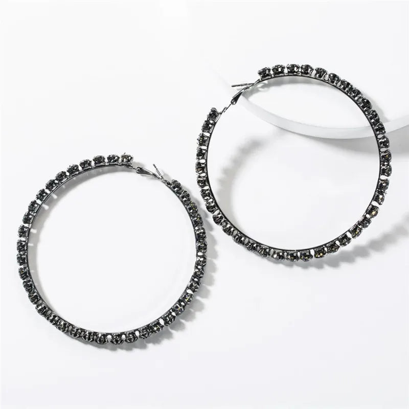 New exquisite fashion earrings jewelry geometric design round single row Rhinestone Earrings for her gift