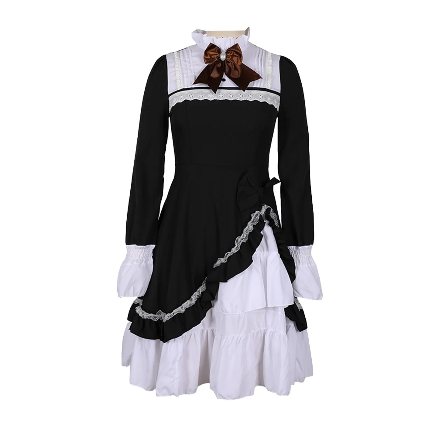 Gothic Lolita Dress For Women Cute Girls Lovely Maid Dress Vintage Ruffles Lace Medieval Elegant Party Dresses Cosplay Costume
