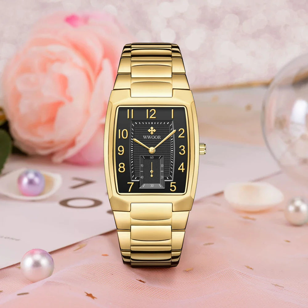 WWOOR Women Watches Gold Casual Ladies Quartz Watch Top Brand Luxury Waterproof Stainless Steel Women's Watches Relogio Feminino