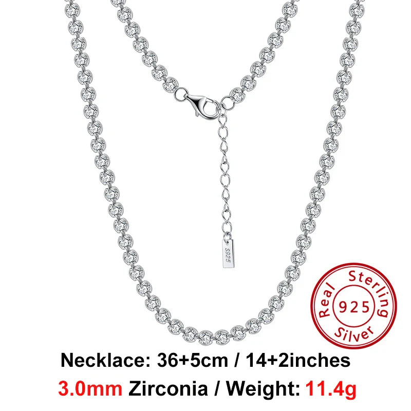 ORSA JEWELS Bling Zircon Tennis Necklace 925 Sterling Silver Italian Handmade Iced Out CZ Tennis Chain Jewelry For Men Women SSC