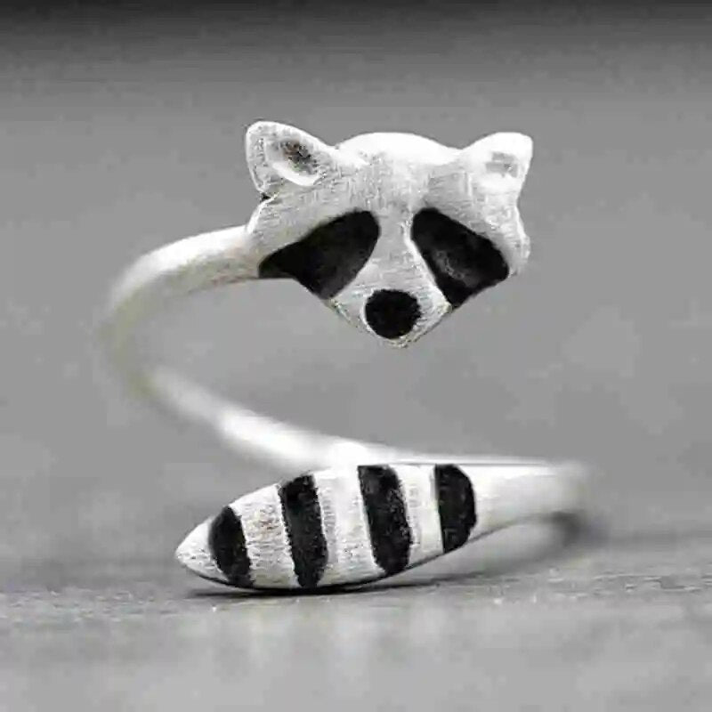 Raccoon Silver Color Plated  Fox Women Rings Adjustable Open Fashion Ring
