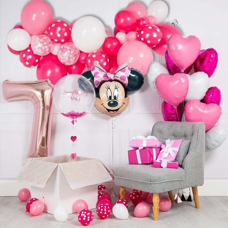 Disney Minnie Mouse 1st birthday decor baby girl favor Party decor for baby girl diy birthday balloon decor baby shower gifts