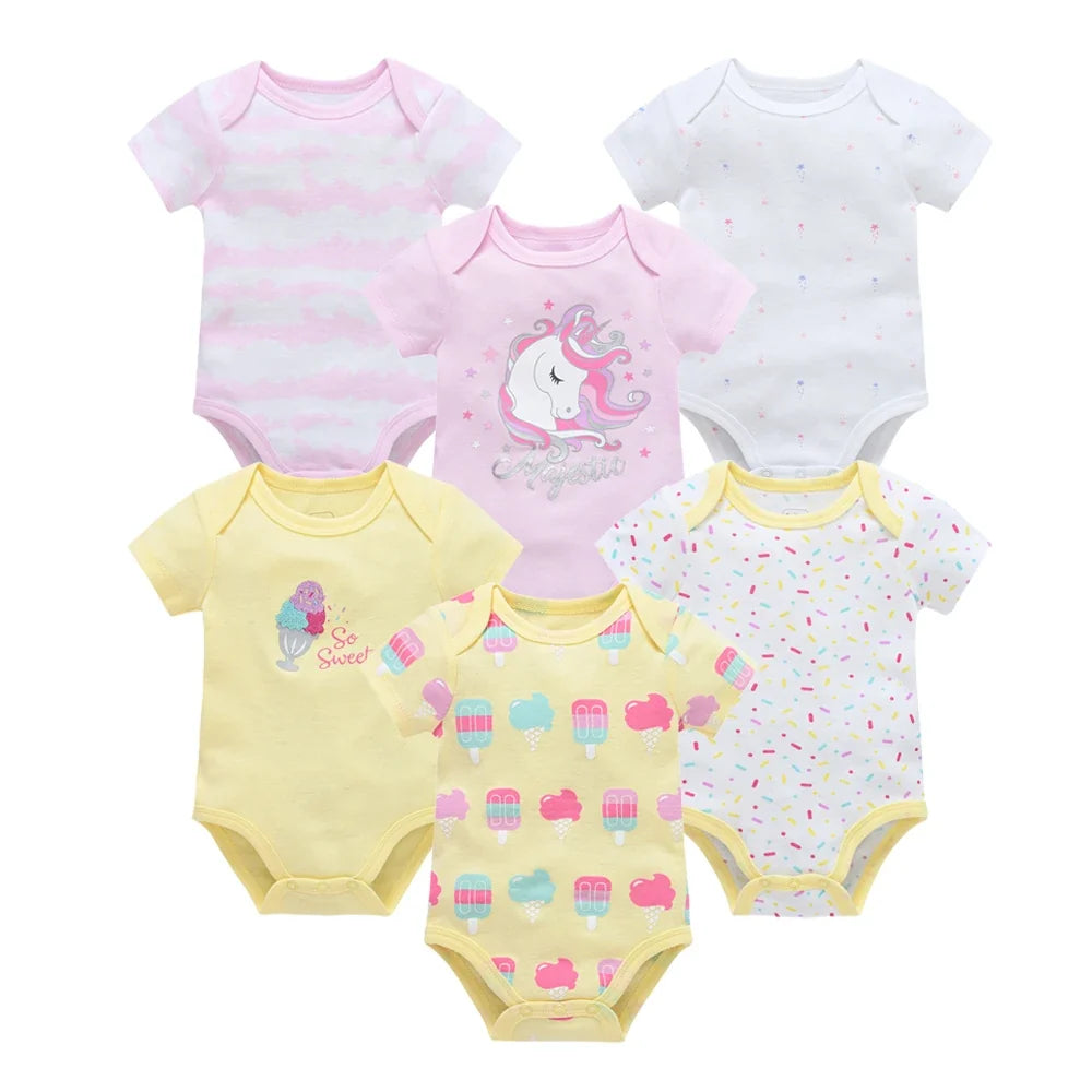 Kavkas Baby Girls Bodysuits 6/3 pcs/lot Summer Cotton Baby Clothes Short Sleeve Newborn body bebe 0-3 months Infant Clothing