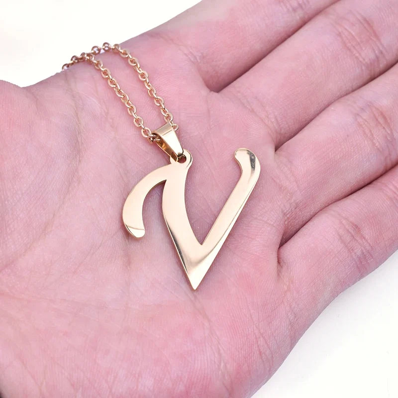 26 Letters Necklace Stainless Steel Initial Necklaces Pendant Big