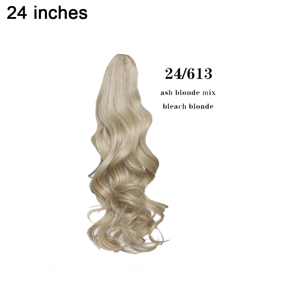 BENEHAIR Fake Ponytail Claw On Ponytail Long Wavy Clip In Hair Extension Hair Synthetic Hairpiece For Women Pony Tail Fake Hair
