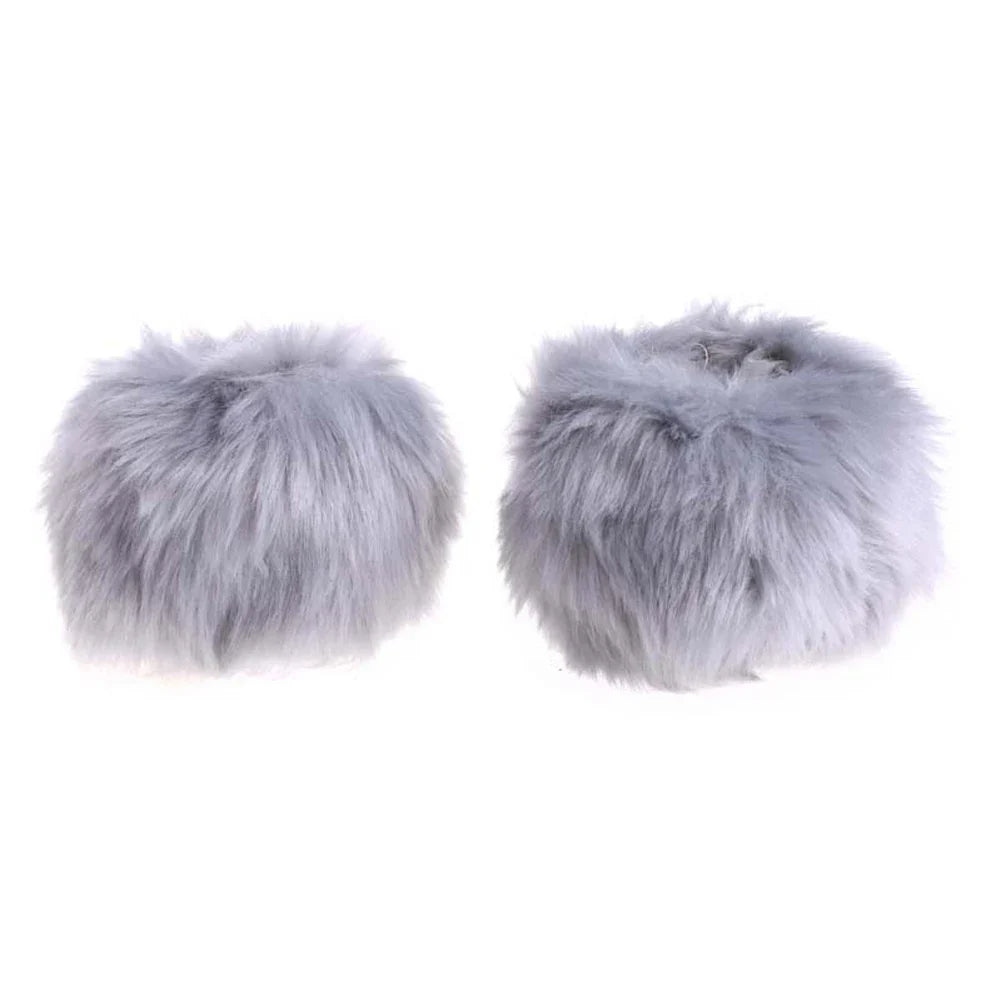 1 Pair Winter Warm Women Arm Warmer Faux Fur Soft Elastic Wrist Slap On Cuffs Arm Warmer Plush Thicken Accessories Gray White