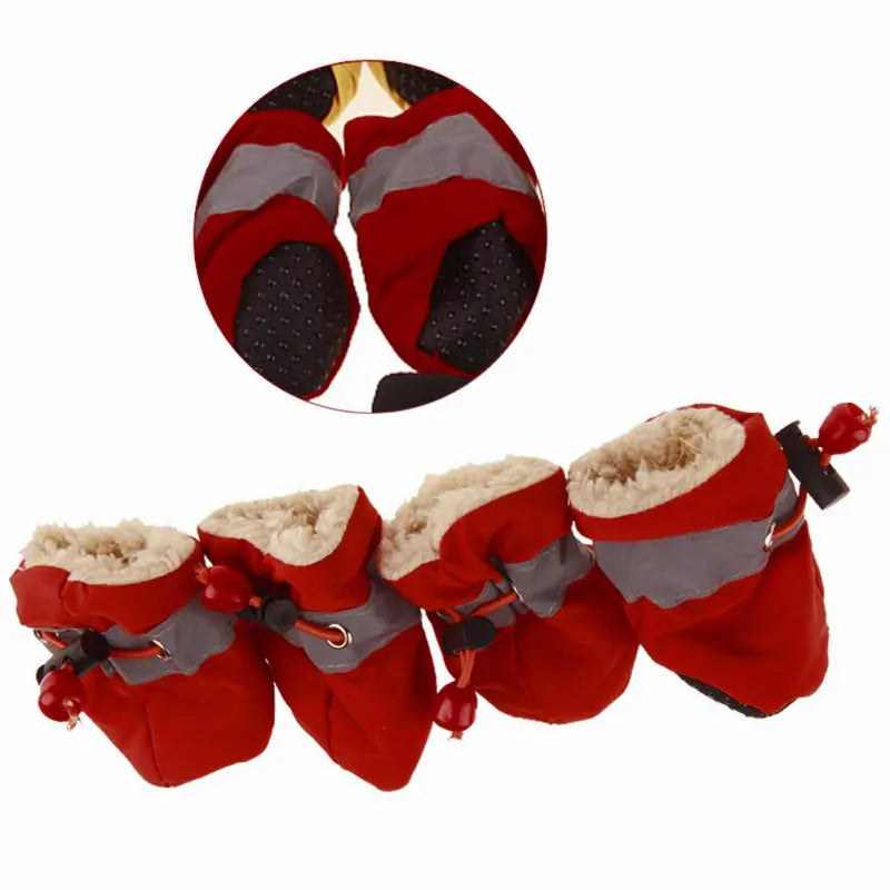 Winter Warm Pet Dog Shoes 4pcs/set Waterproof Antiskid Puppy Shoes for Small Medium Dogs Anti-slip Rain Snow Boots Pet Protectio