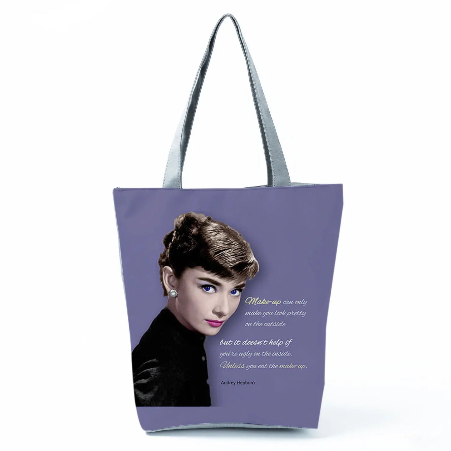 Audrey Hepburn Blowing Bubbles Printed Handbag Classic High Capacity Women Shoulder Bags Portable Eco Reusable Shopping Bags