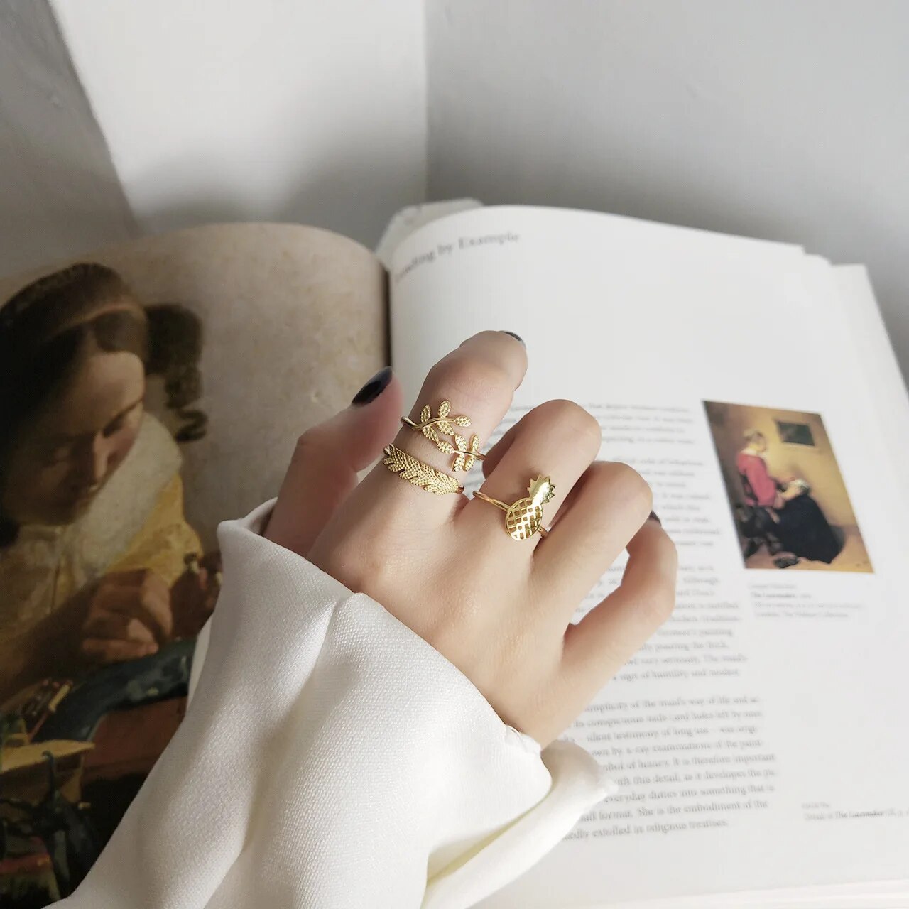 925 Sterling Silver European Simple Fruit Pineapple Leaf Malt Ring Women Classic Fashion Jewelry Girlfriend Gift