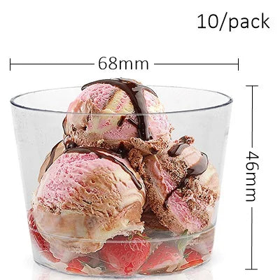 10 Pieces x Home Party Wedding Disposable Plastic Tableware Supplies, 75*62mm/100ml Mini Twisted Dessert Cup