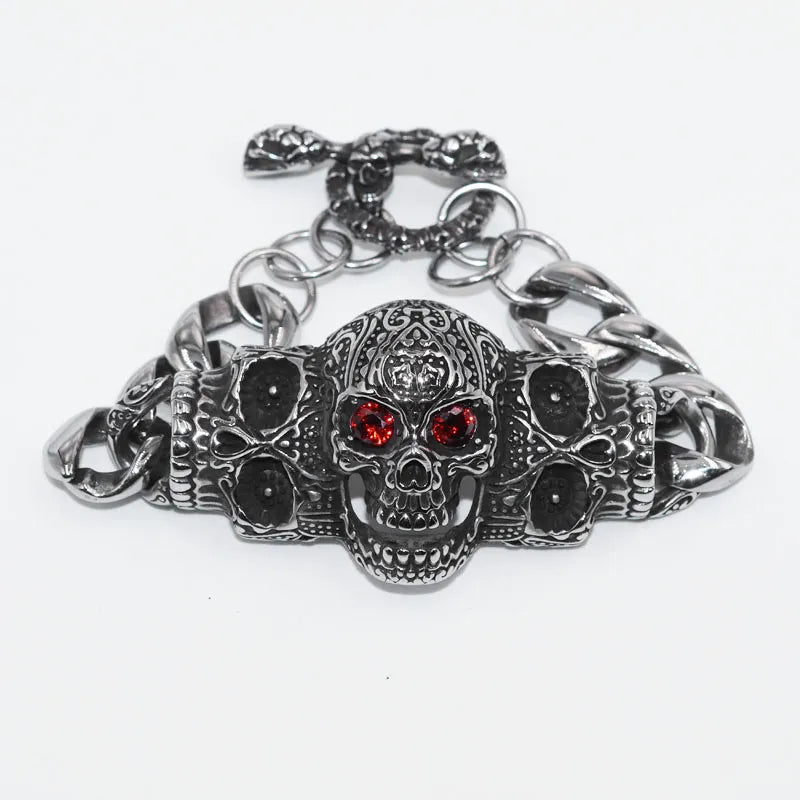 Vintage Gothic Full Skull Bracelet Motorcycle Riding Rock Bike Hip Hop Punk Jewelry Halloween Gift