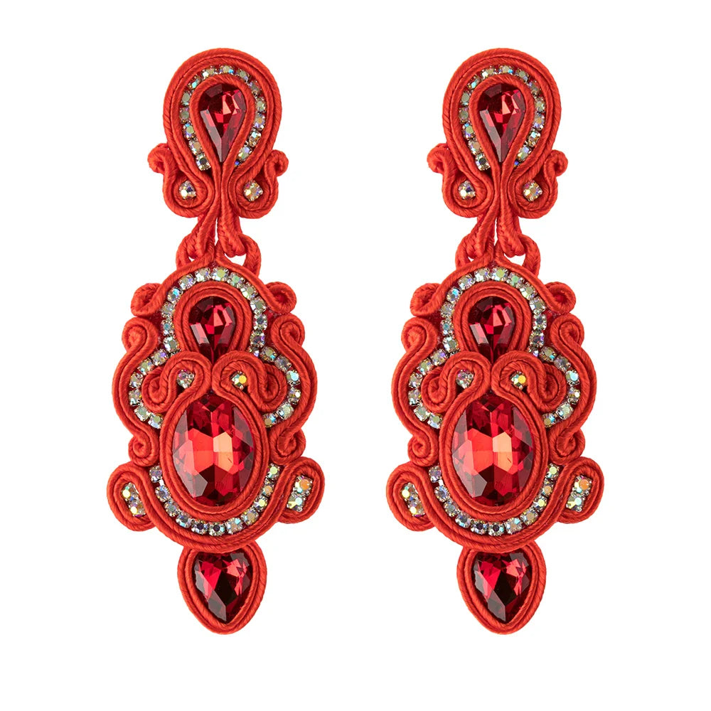 KpacoTa Soutache Handmade Dangle Earrings Women's jewelry Crystal Accessories Vintage long Hanging Earring 2020 trend white blue