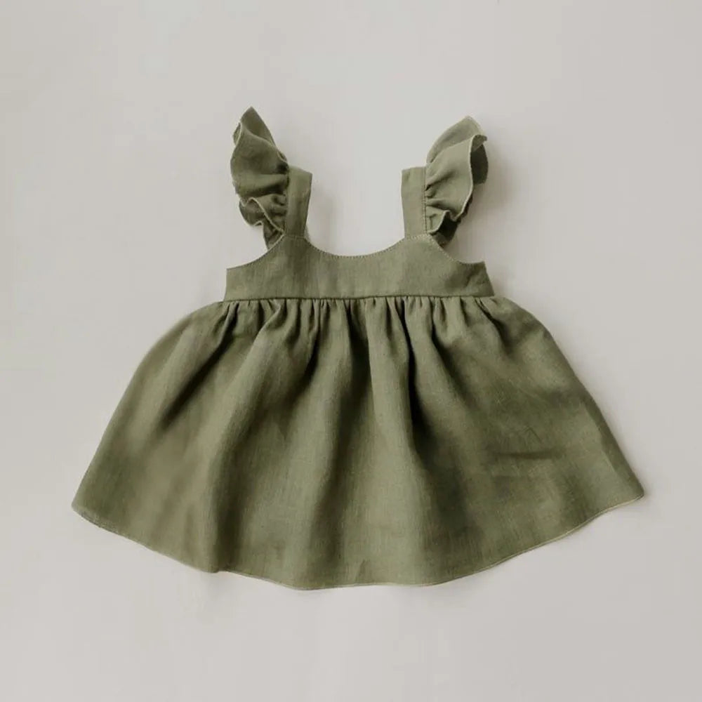 Newborn Girls Summer Clothes Linen Striped Baby Girl Dress For 0-3Y Toddler Girls Clothes Baby Birthday Party Dress