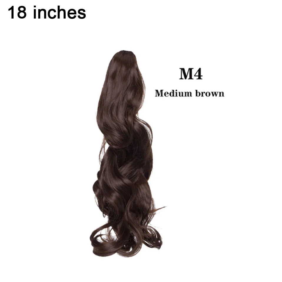 BENEHAIR Fake Ponytail Claw On Ponytail Long Wavy Clip In Hair Extension Hair Synthetic Hairpiece For Women Pony Tail Fake Hair