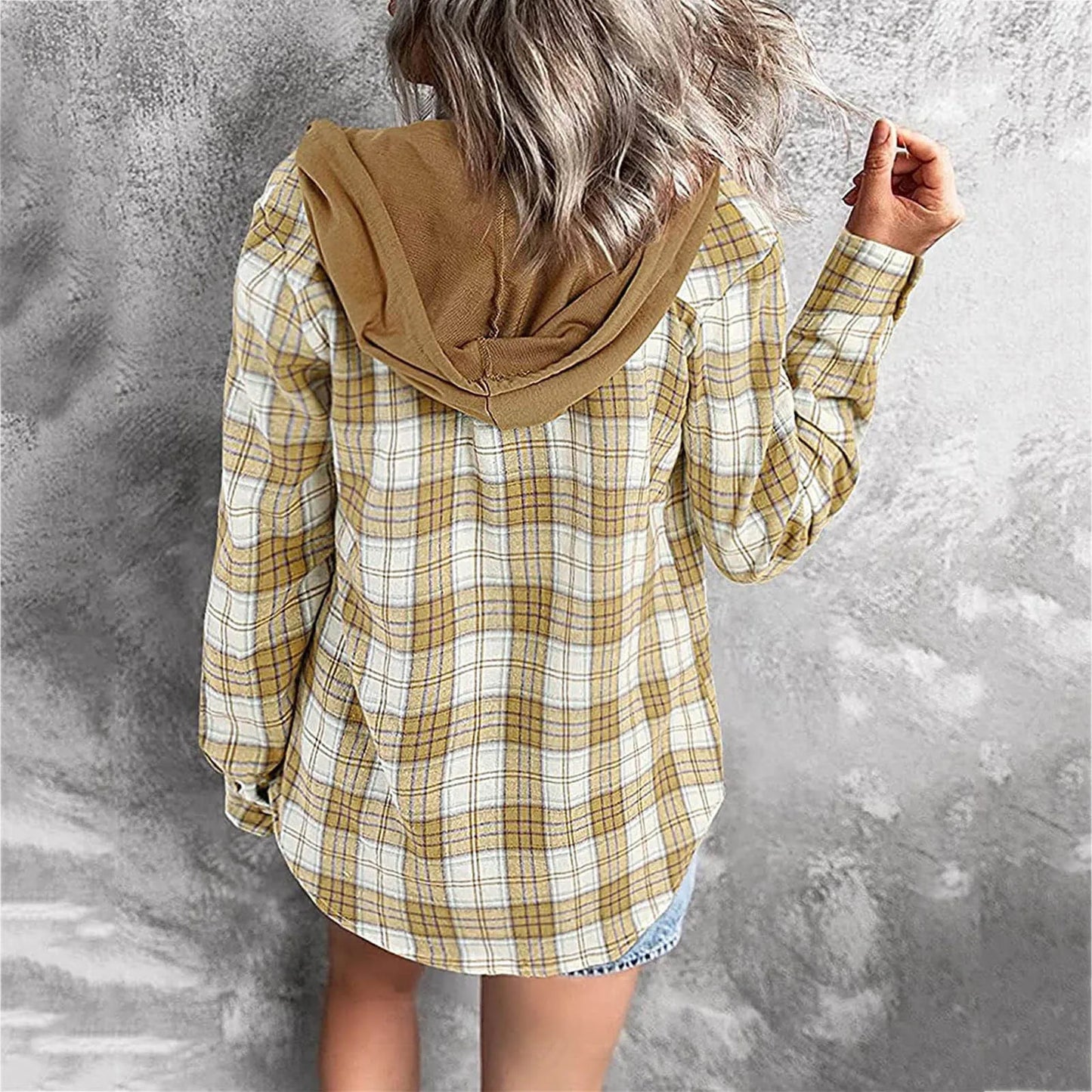 Spring Autumn Women Shirt Fashion Casual Plaid Hooded Shirts Long Sleeve Button Down Blusa Feminina Streetwear рубашка женская