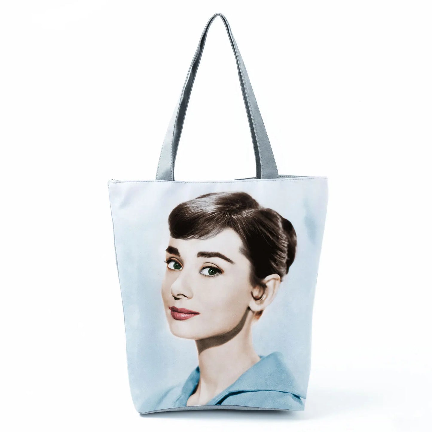 Audrey Hepburn Blowing Bubbles Printed Handbag Classic High Capacity Women Shoulder Bags Portable Eco Reusable Shopping Bags
