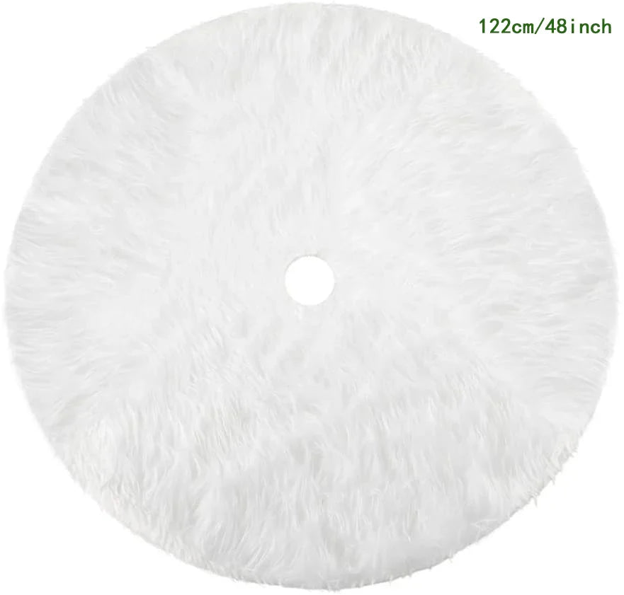 Christmas Tree White Faux Fur cover. Merry Christmas New Year Home Xmas-Tree Christmas Decorations For Tree