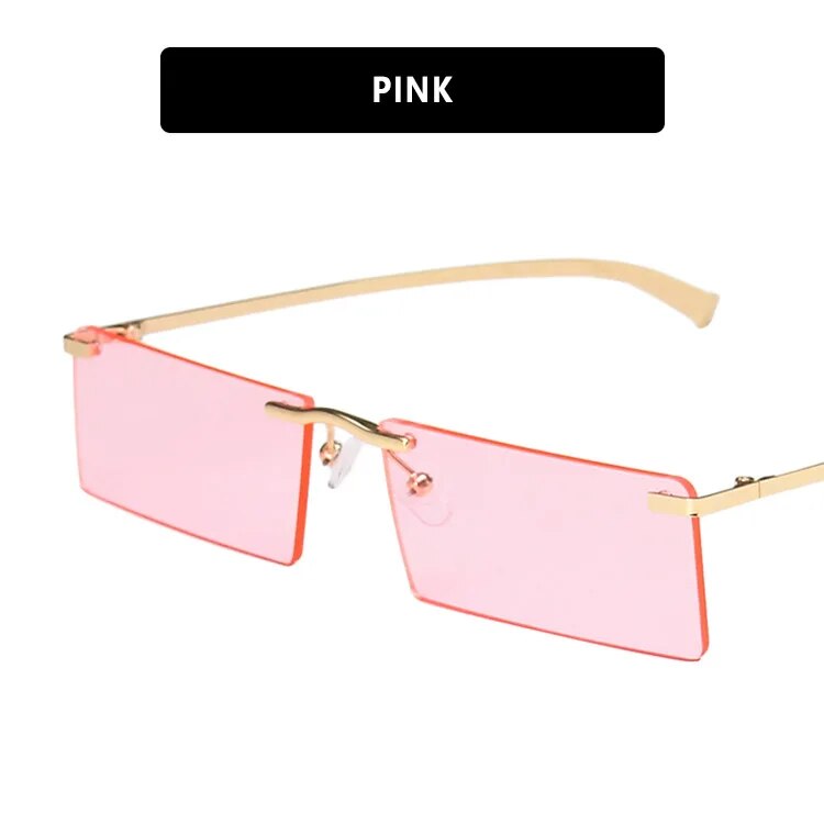 Rimless Rectangle Women's Sunglasses 2023 Luxury Brand Desigb Tinted Lens Sun Glasses Fashion Square Eyewear Shades for Female