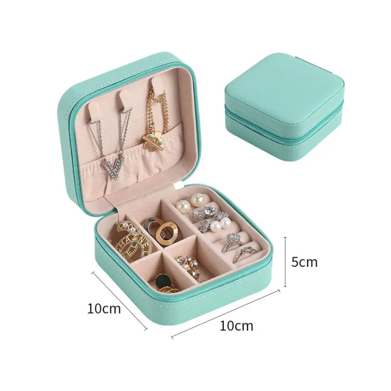 2022 Portable Jewelry Box Jewelry Organizer Display Travel Jewelry Case Boxes Button Leather Storage Zipper Jewelers Joyero