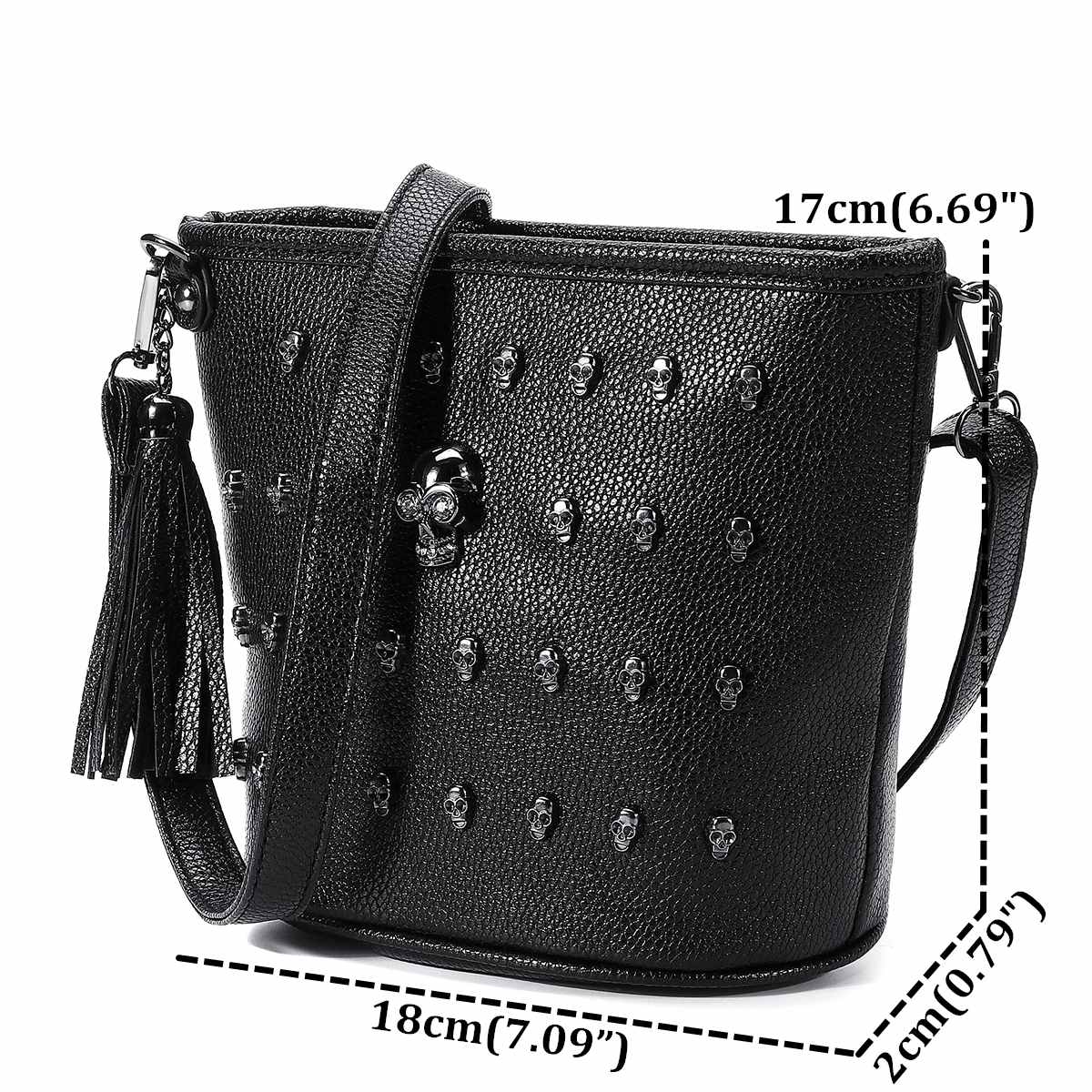 Fashion Women Skull PU Leather Handbag Tassel Messenger Shoulder Shopping Bag Cosmetic Organizer Holiday Gift Punk Tote Bags EU