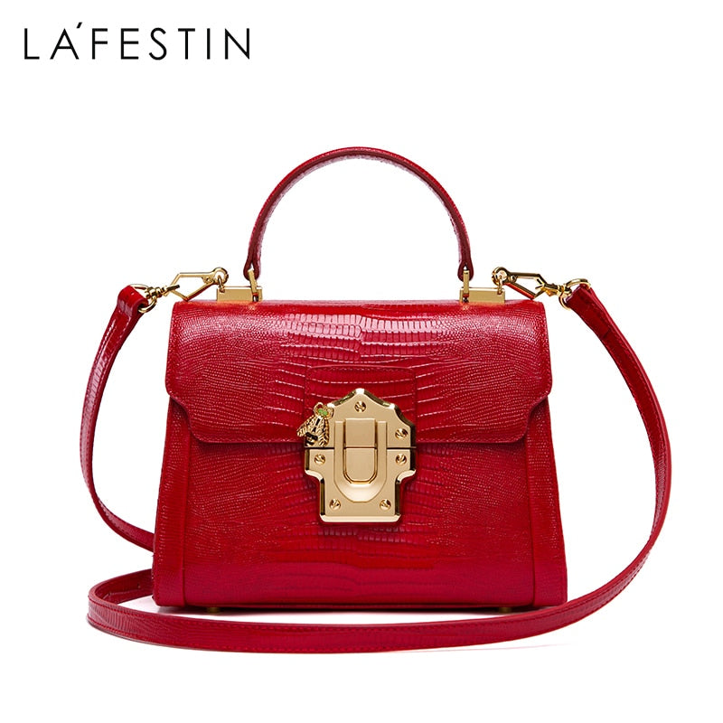 LA FESTIN 2021 New Women Serpentine Messenger Luxuury Leather Handbag Fashion Classic Crossbody One-shoulder Top Handle Tote Bag