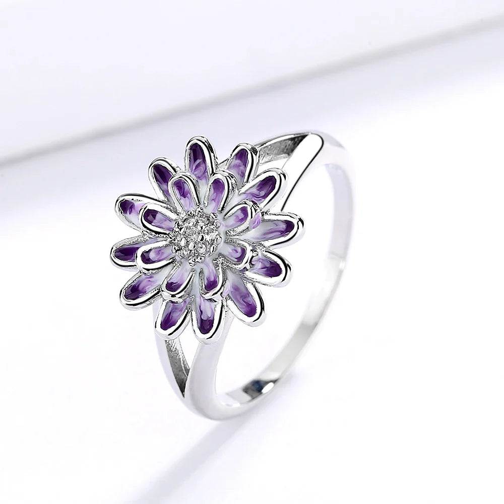 2024 New Women's Jewelry Set Exquisite Handmade Flower Earrings Necklace Ring 925 Silver Handmade Enamel Flower Jewelry
