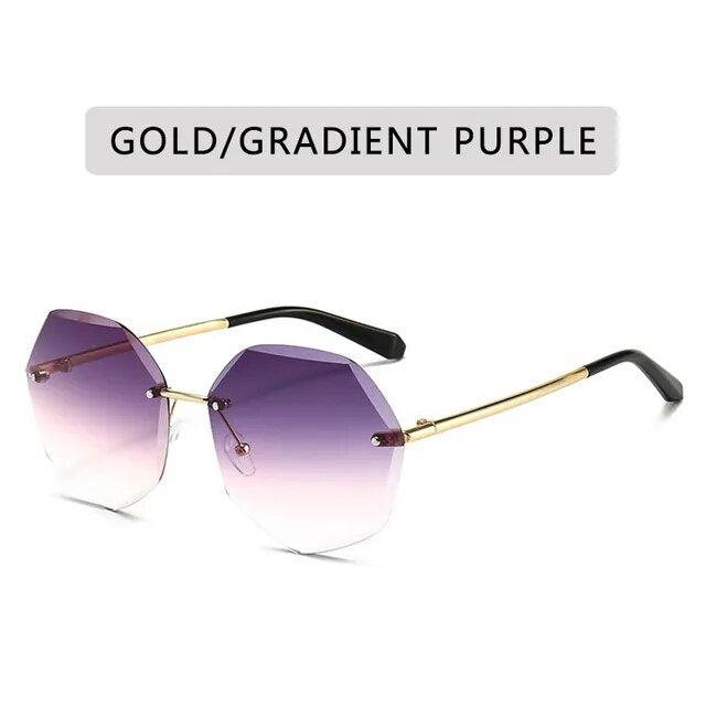 YOOSKE Rimless Women's Sunglasses Fashion Gradient Lenses Sun glasses Lady Vintage Alloy Legs Classic Designer Shades UV400