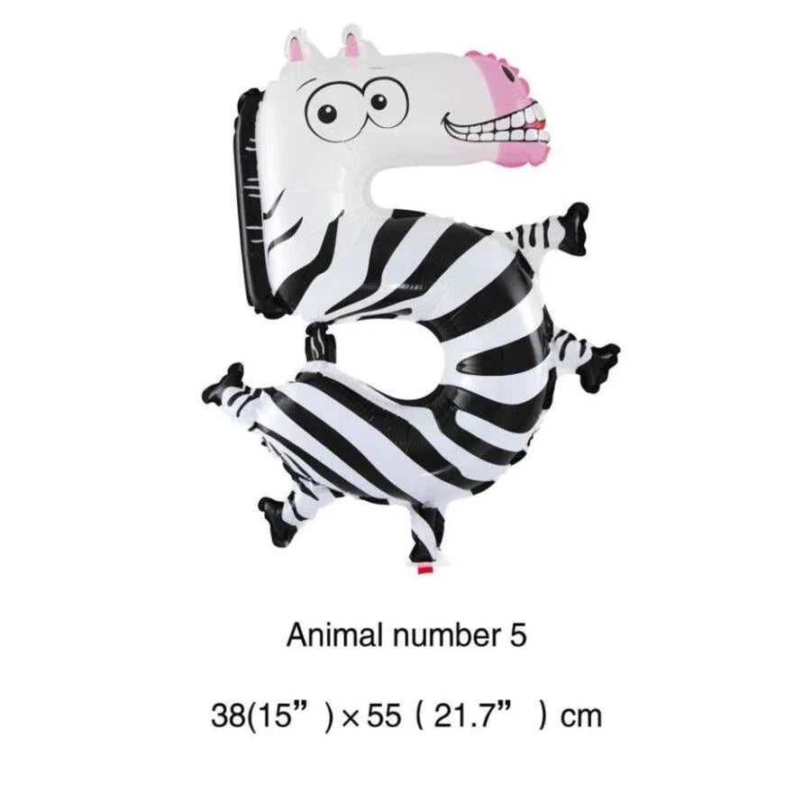 1PC 16inch Animal Digital Foil Balloons Party Decoration Happy Birthday Number Ball Decoration Ballon Gift Party Supplies
