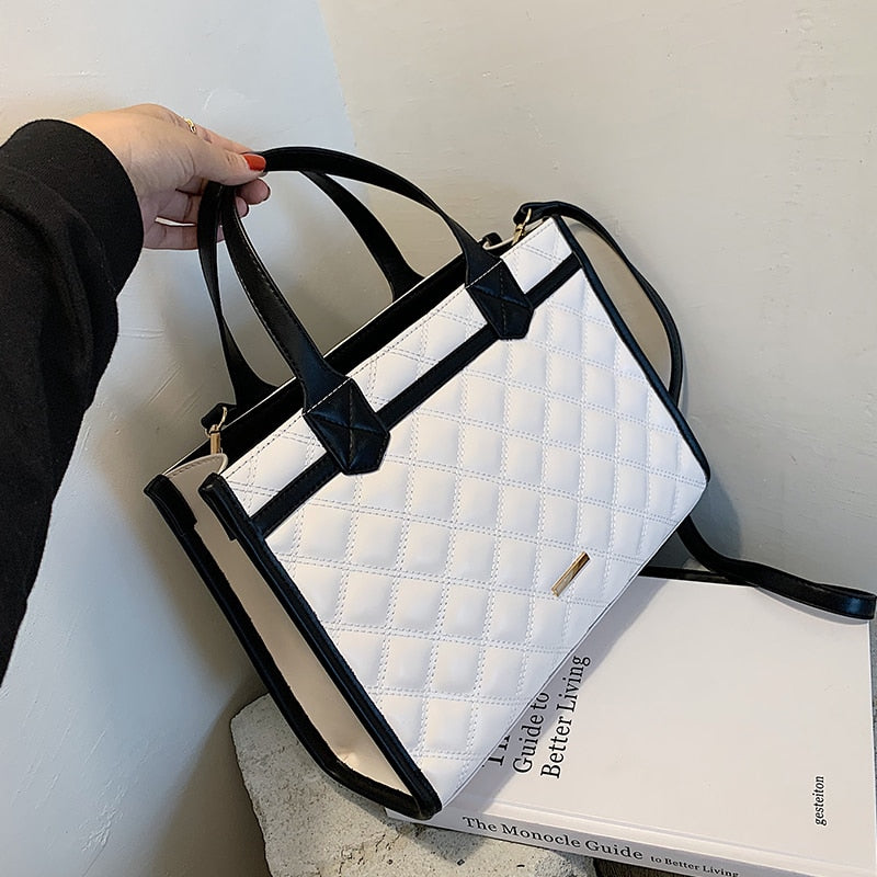 Lattice Large Tote bag 2021 Fashion New High quality PU Leather Women's Designer Handbag High capacity Shoulder Messenger Bag