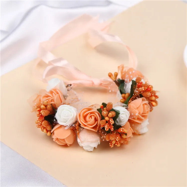 6Colors Women Beach Headband Floral Hair Lady Girls Bride Boho Flower Headband Floral Head Wreath Garlands Bohemia Beach Flower