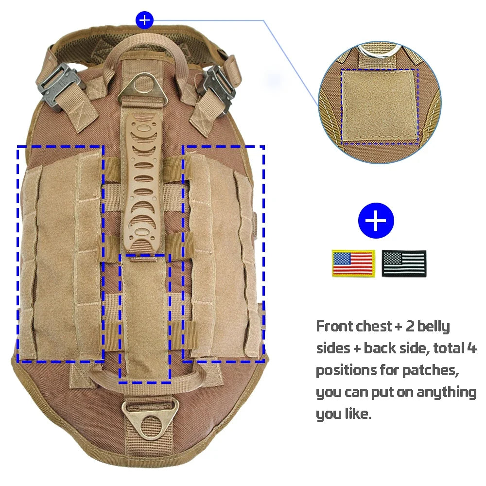 Tactical Dog Harness Military No Pull Pet Harness Vest For Medium Large Dogs Training Hiking Molle Dog Harness With Pouches