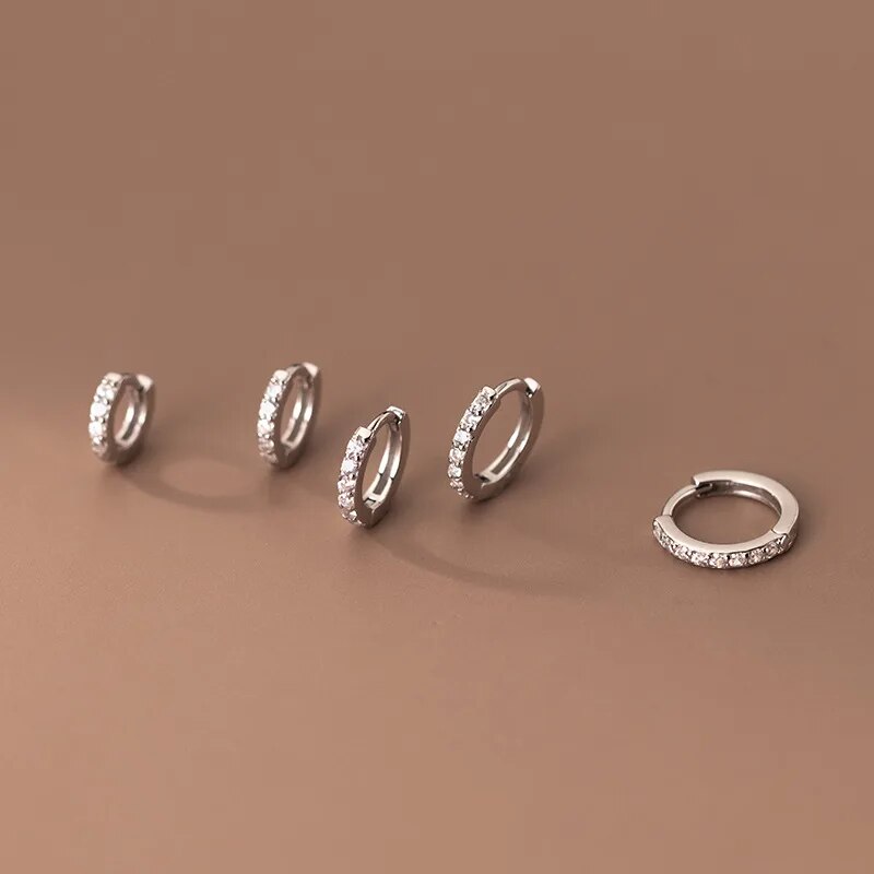 WANTME Silver Earrings for Women 925 Sterling Silver  8/9/10/11/12mm Hoop Earrings Fashion Simple Piercing Jewelry Female
