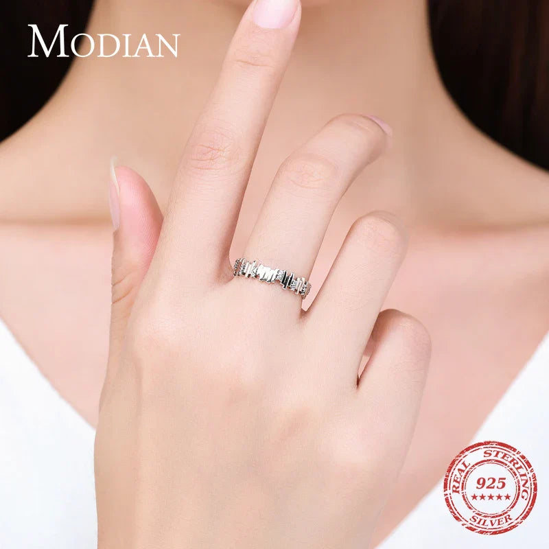Modian Silver Rings Irregular Geometric Line Art Finger Rings for Women Genuine 925 Sterling Silver Fine Jewelry 2024