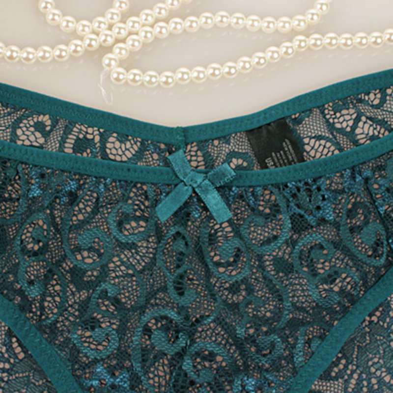 Women's Sexy Lingerie Full Lace Panties Big Size S-XL High-Crotch Transparent Floral Bow Briefs Underwear Culotte Femme
