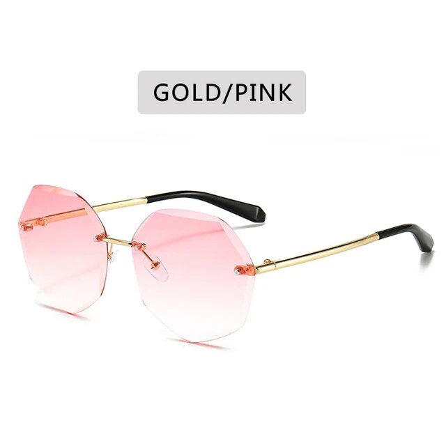 YOOSKE Rimless Women's Sunglasses Fashion Gradient Lenses Sun glasses Lady Vintage Alloy Legs Classic Designer Shades UV400