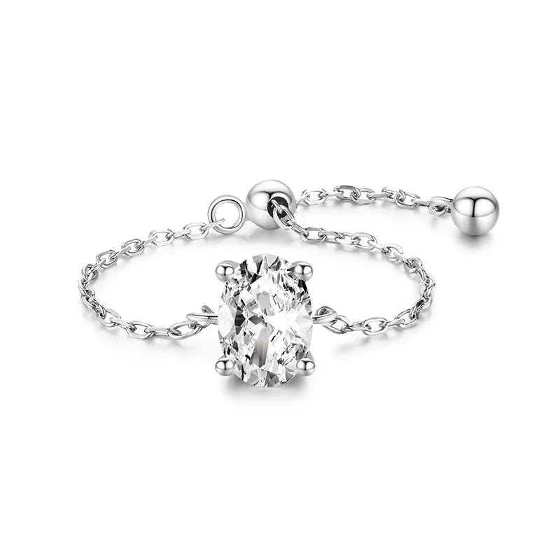 Modian 5 Style Clear CZ Link Chain Ring Trendy 925 Sterling Silver Adjustable Charm Gold Color Rings For Women Wedding Jewelry