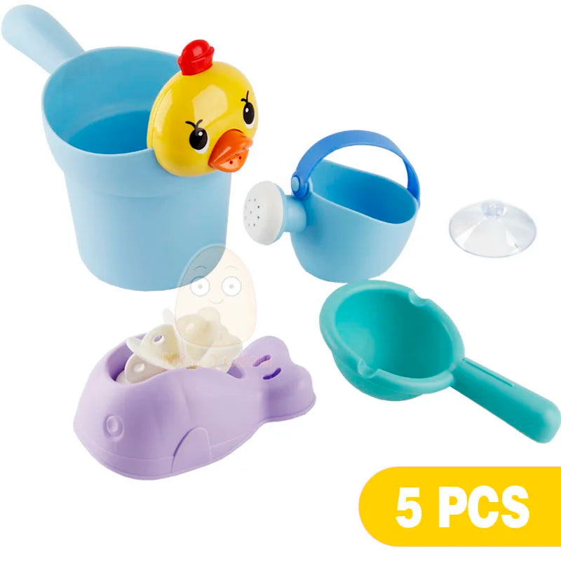 Summer Silicone Soft Baby Beach Toys Kids Play Set Beach Cart Ducks Bucket Sand Molds Tool Water Game